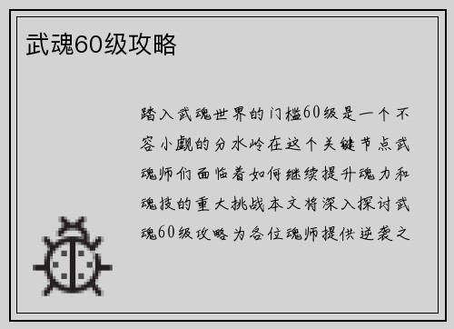 武魂60级攻略